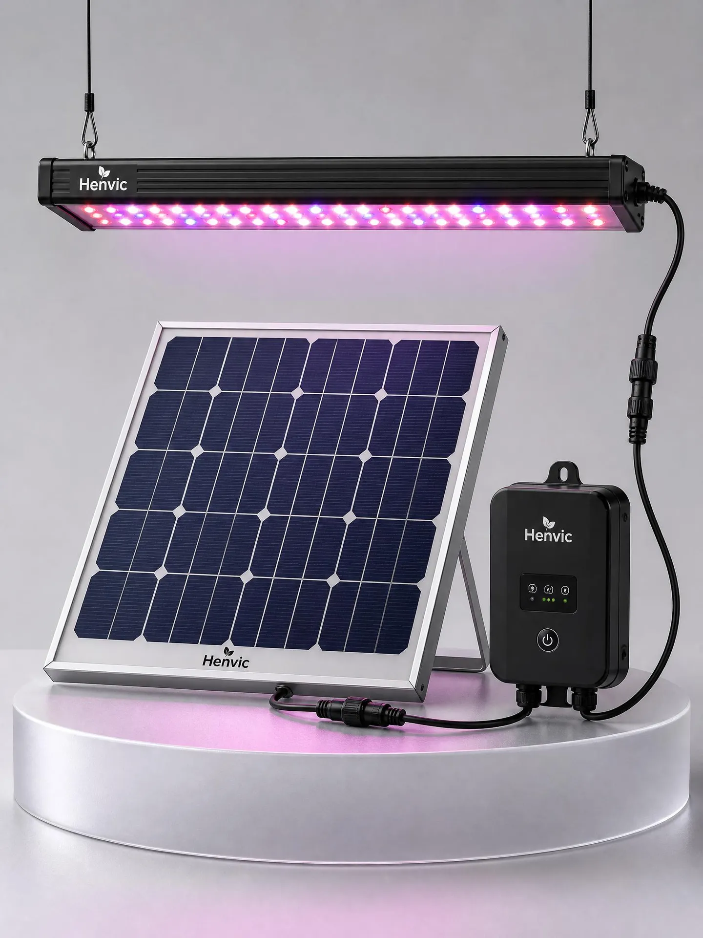 HVC-CL series LED grow light installed on cultivation rack